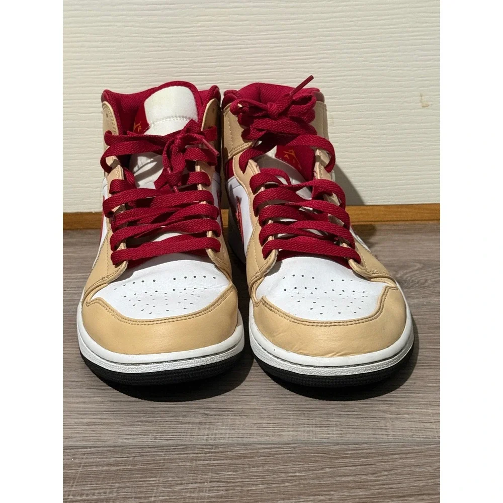 Air‎ Jordan 1 Mid Hemp White Gym Red BQ6472-161 Mens Tan Sneakers Size 11